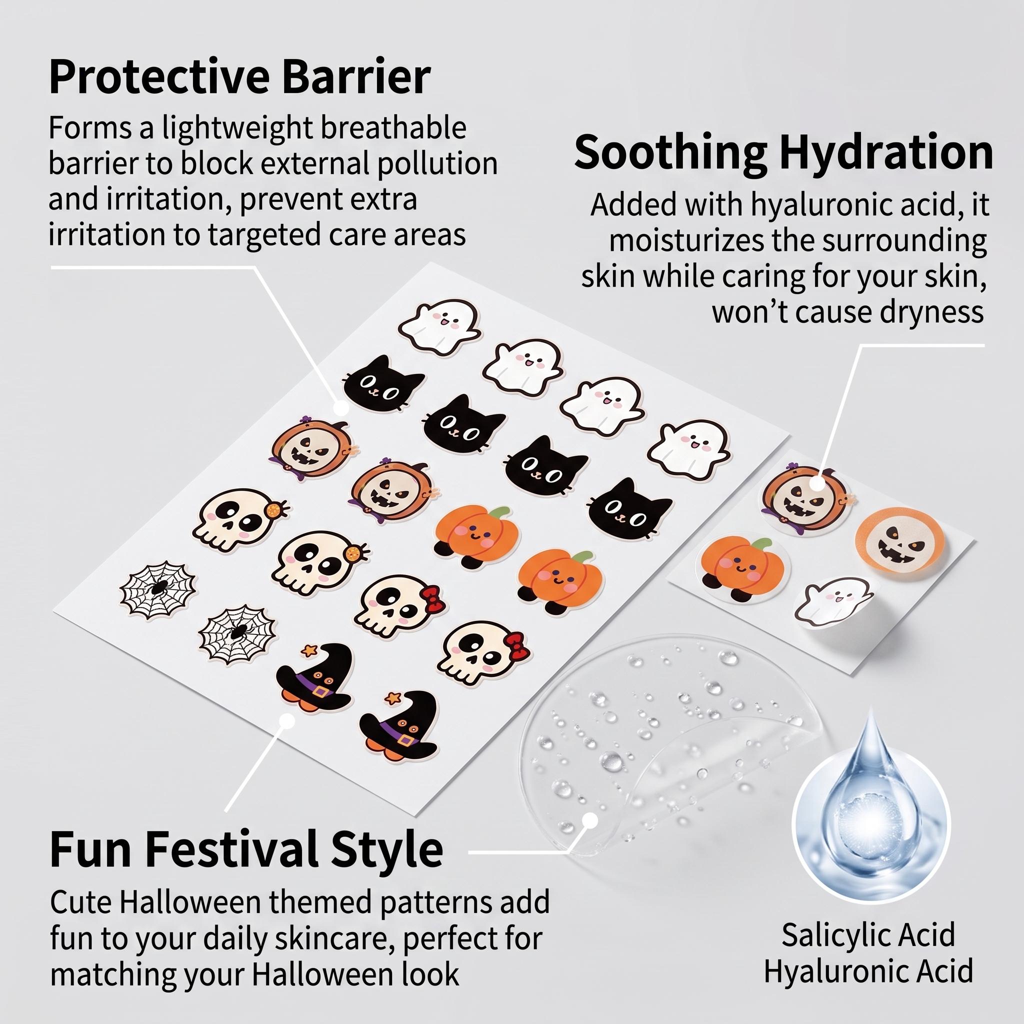 Hydrocolloid Pimple Patch - Halloween Akne-Patches Salicylsäure Tiefenreinigung Beruhigende Rötungslinderung