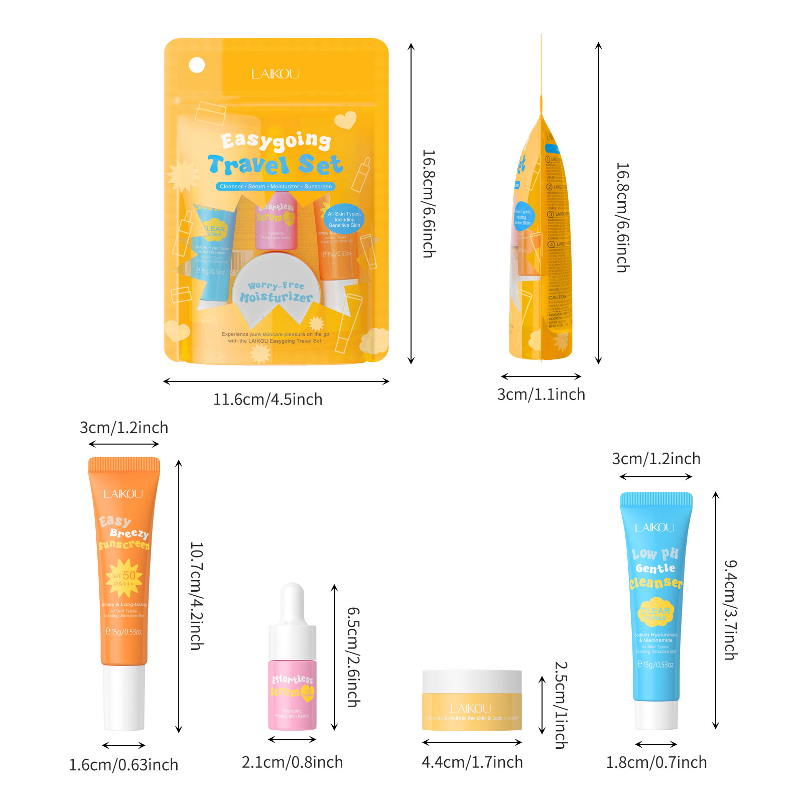 Hyaluronic Acid Facial Serum - 4PCS Laikou Ceramide Reiseanzug Low Ph