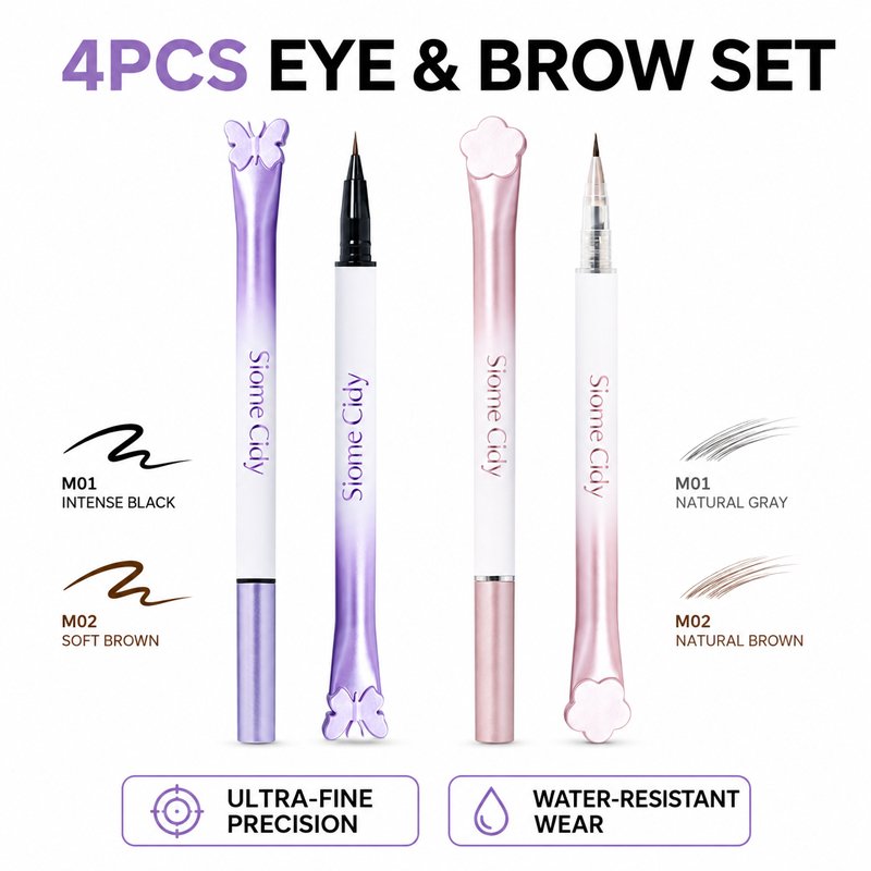Waterproof Liquid Eyeliner Pen - Siome Cidy 4-teiliges Set mit Flüssig-Eyeliner